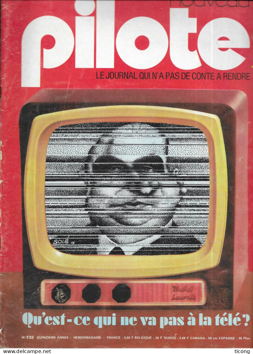 BD PILOTE 1973 NUMERO  732  - LA TELEVISION, PUB SIMCA 1000, PUB ROGER PIERRE ET JEAN MARC THIBAULT,  LE GOLEM, GRANGER, - Pilote