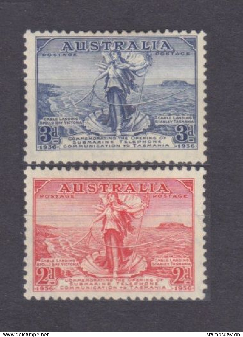 1936 Australia 132-133 MLH Opening Of Telephone Cable To Tasmania - Mint Stamps