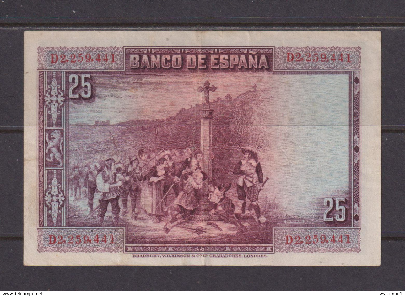 SPAIN  -  1928  25 Pesetas Circulated Banknote As Scans - 25 Peseten