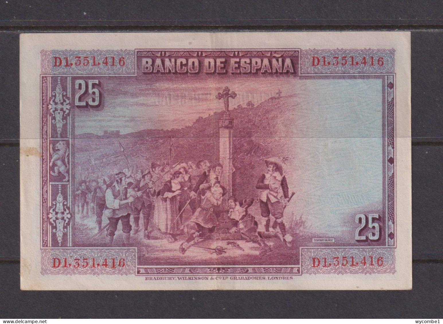 SPAIN  -  1928  25 Pesetas Circulated Banknote As Scans - 25 Pesetas