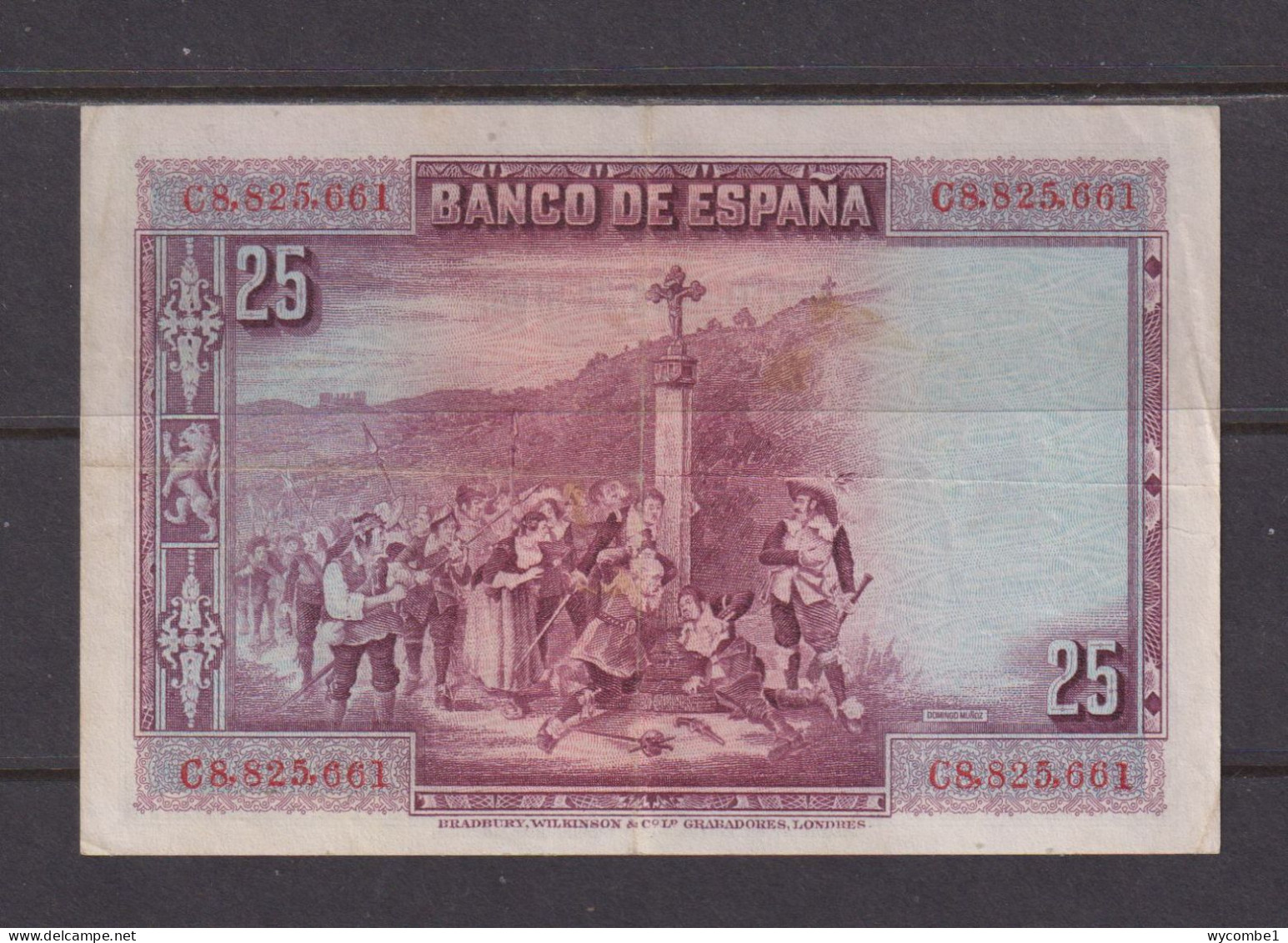 SPAIN  -  1928  25 Pesetas Circulated Banknote As Scans - 25 Pesetas