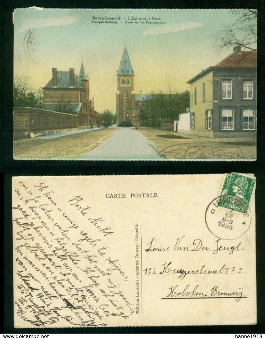 Leopoldsburg Kerk En Het Postkantoor Briefstempel 1935 Leopoldsburg Htje - Leopoldsburg