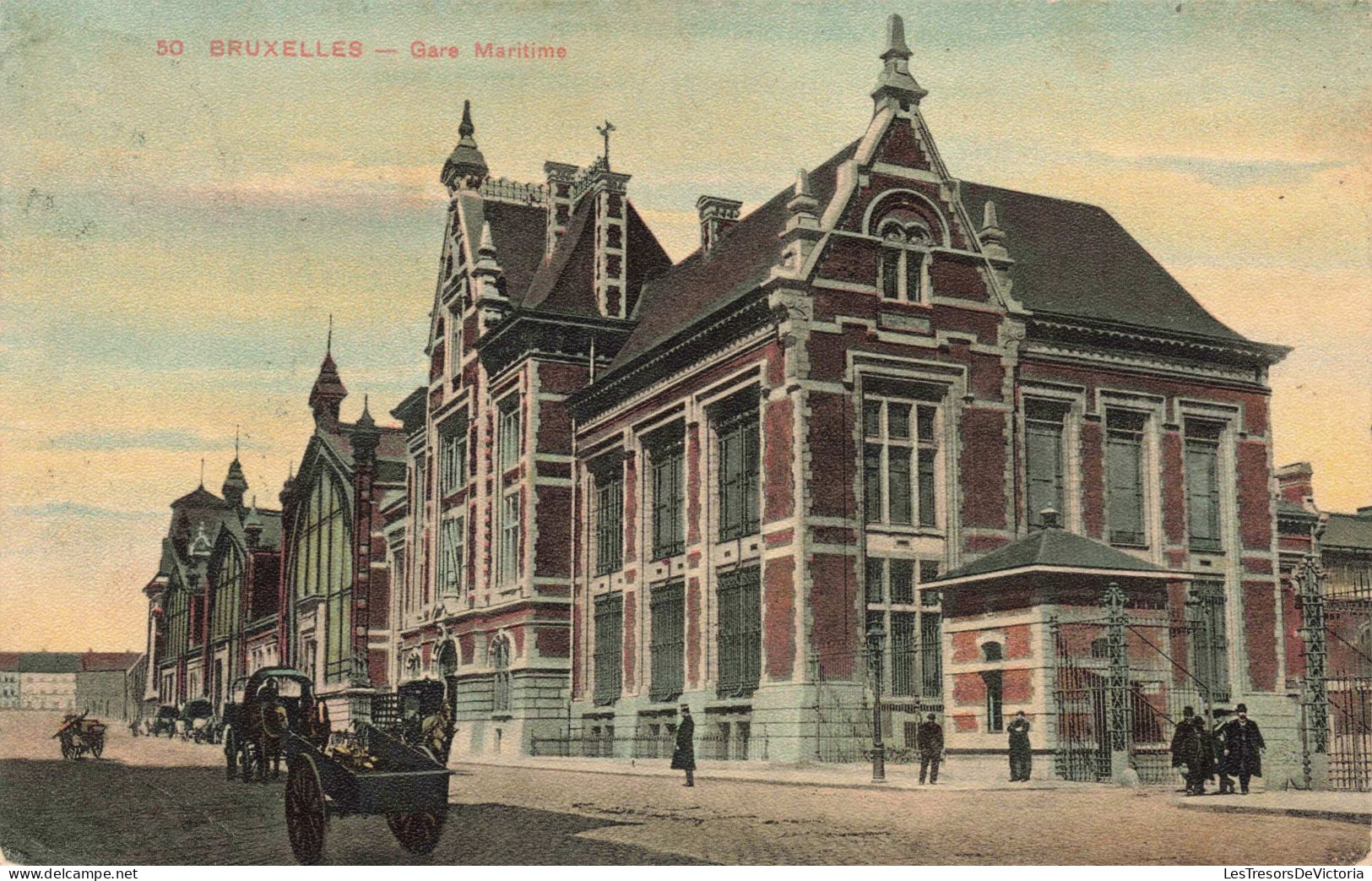 BELGIQUE - Bruxelles - La Gare Maritime - Colorisé - Animé - Carte Postale Ancienne - Places, Squares