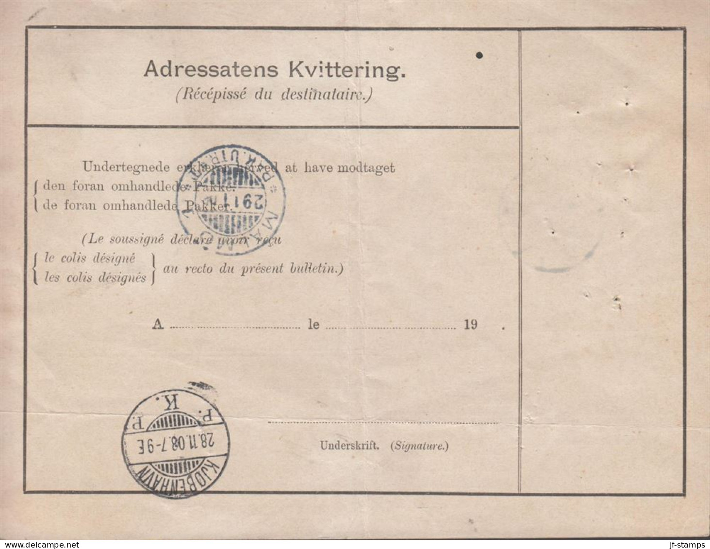 1908. DANMARK. King Frederik VIII. 3-stripe 25 Øre As 75 øre Franking On Adressebrev (fold) To... (Michel 56) - JF444504 - Lettres & Documents