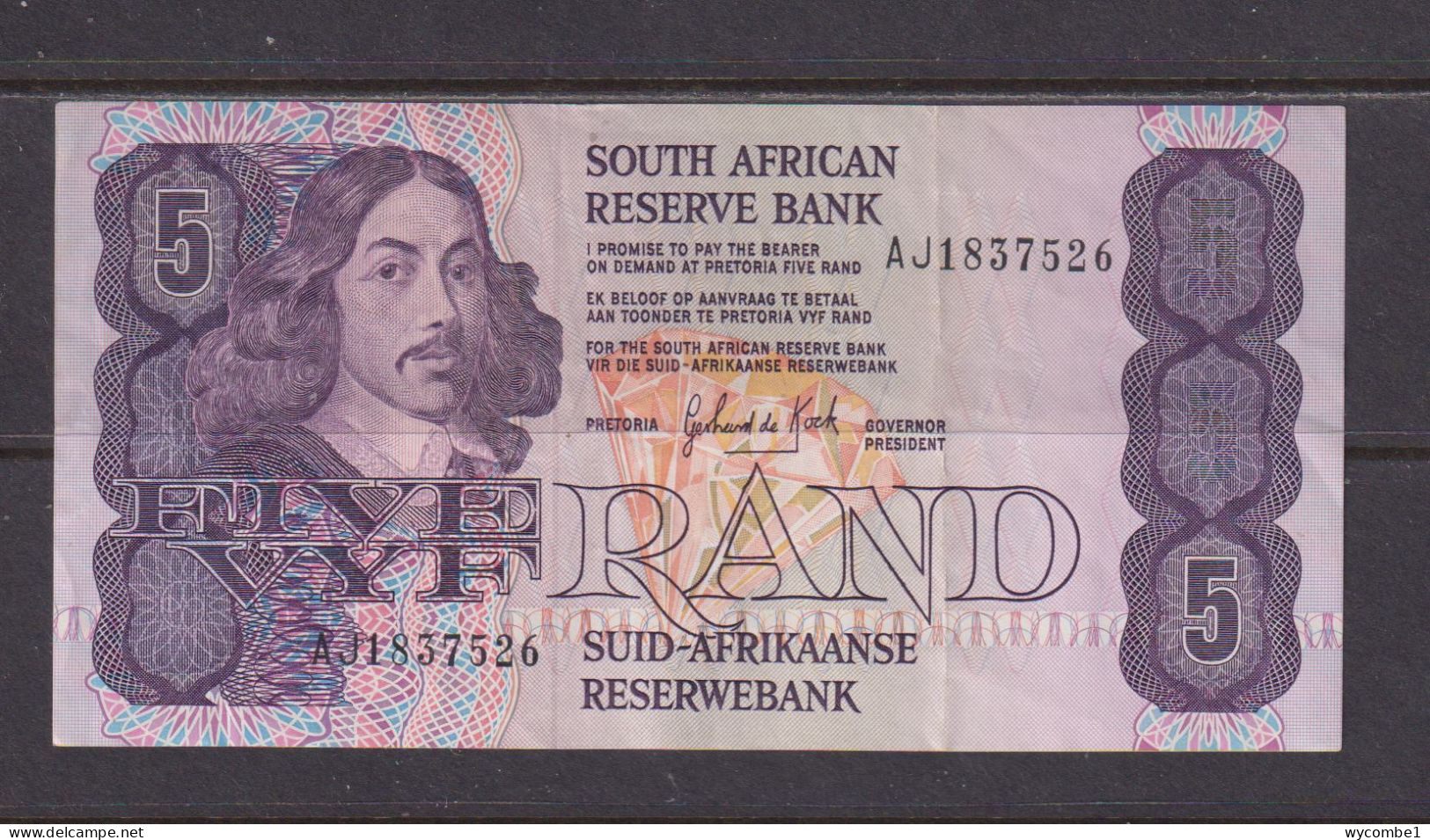 SOUTH AFRICA  -  1978-94 5 Rand De Kock Circulated Banknote As Scans - Südafrika