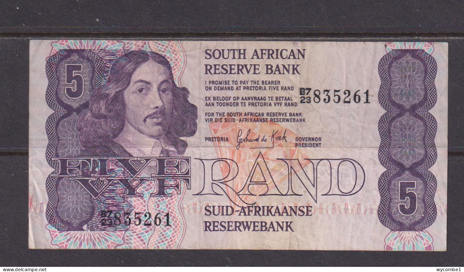 SOUTH AFRICA  -  1978-94 5 Rand De Kock Circulated Banknote As Scans - Suráfrica