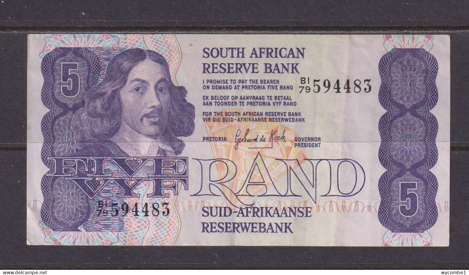 SOUTH AFRICA  -  1978-94 5 Rand De Kock Circulated Banknote As Scans - South Africa