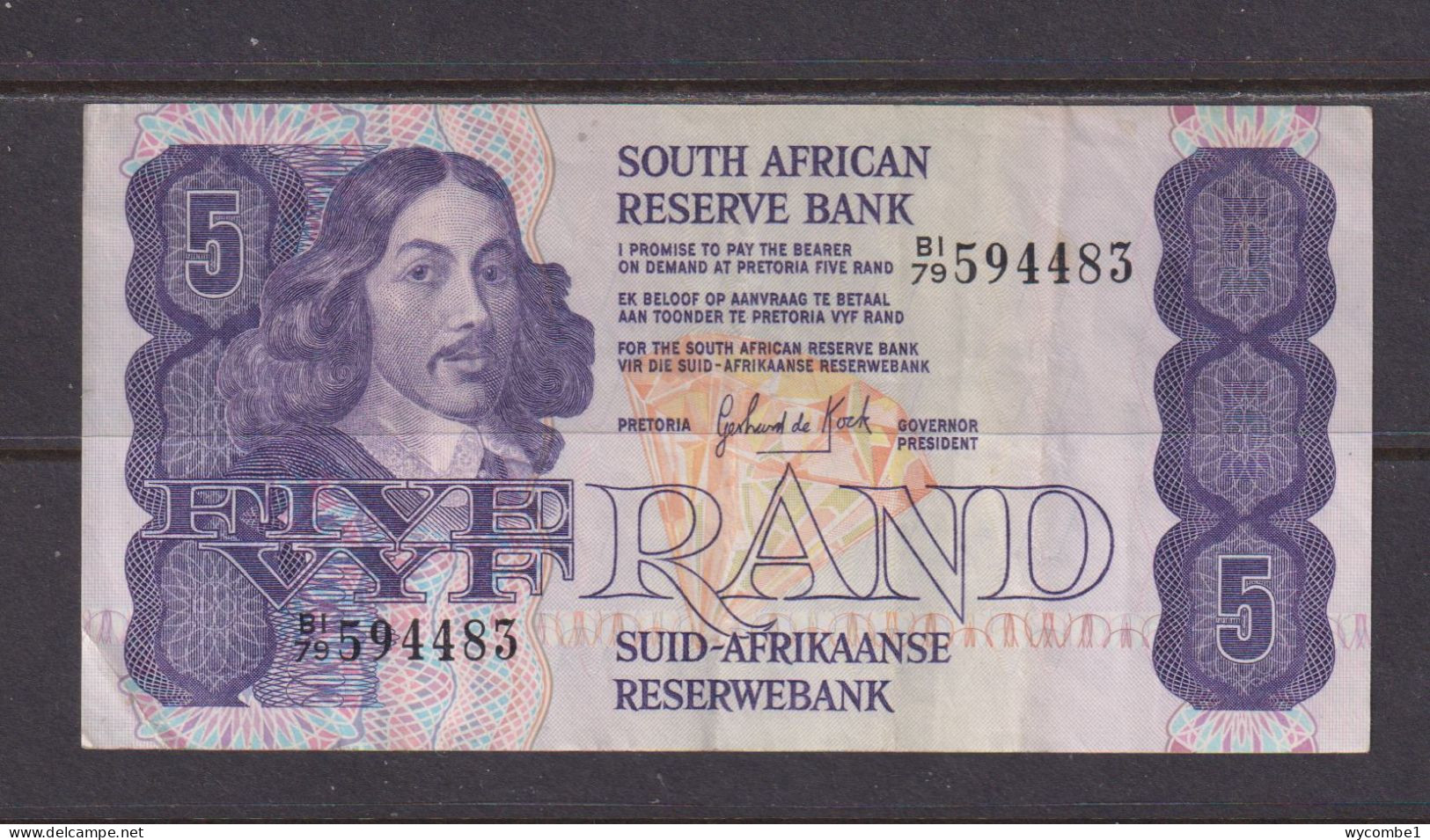 SOUTH AFRICA  -  1978-94 5 Rand De Kock Circulated Banknote As Scans - Suráfrica