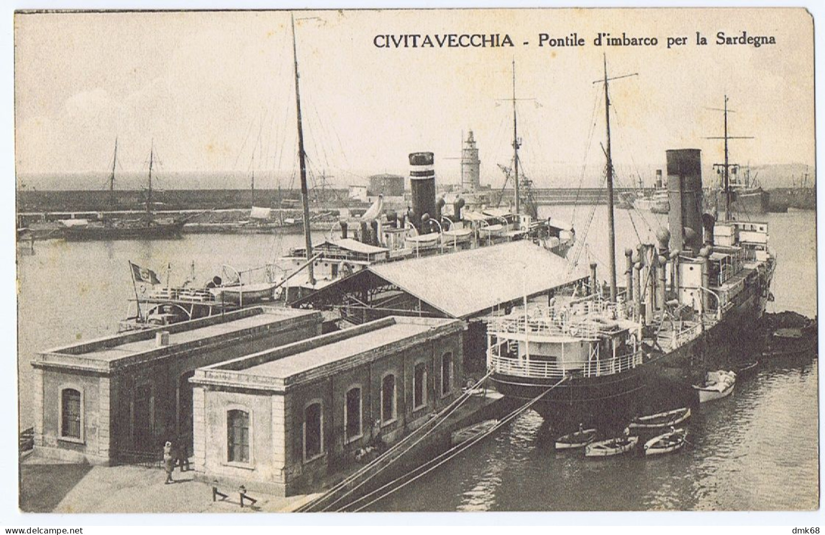 CIVITAVECCHIA - PONTILE D'IMBARCO PER LA SARDEGNA - EDIZ. DALLE NOGARE - 1920s (18394) - Civitavecchia