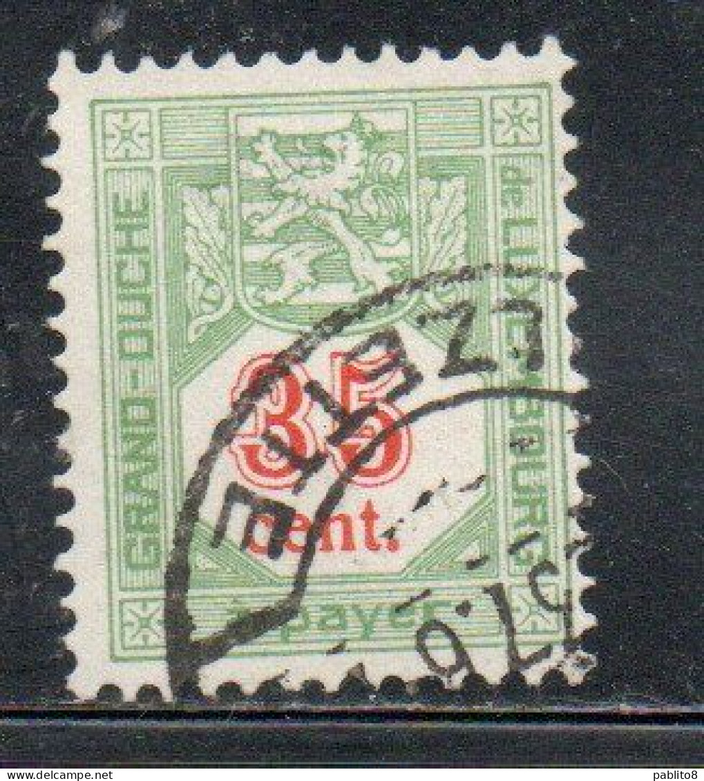 LUXEMBOURG LUSSEMBURGO 1921 1935 POSTAGE DUE STAMPS TAXE ARMOIRIES COAT OF ARMS 35c USED USATO OBLITERE' - Service