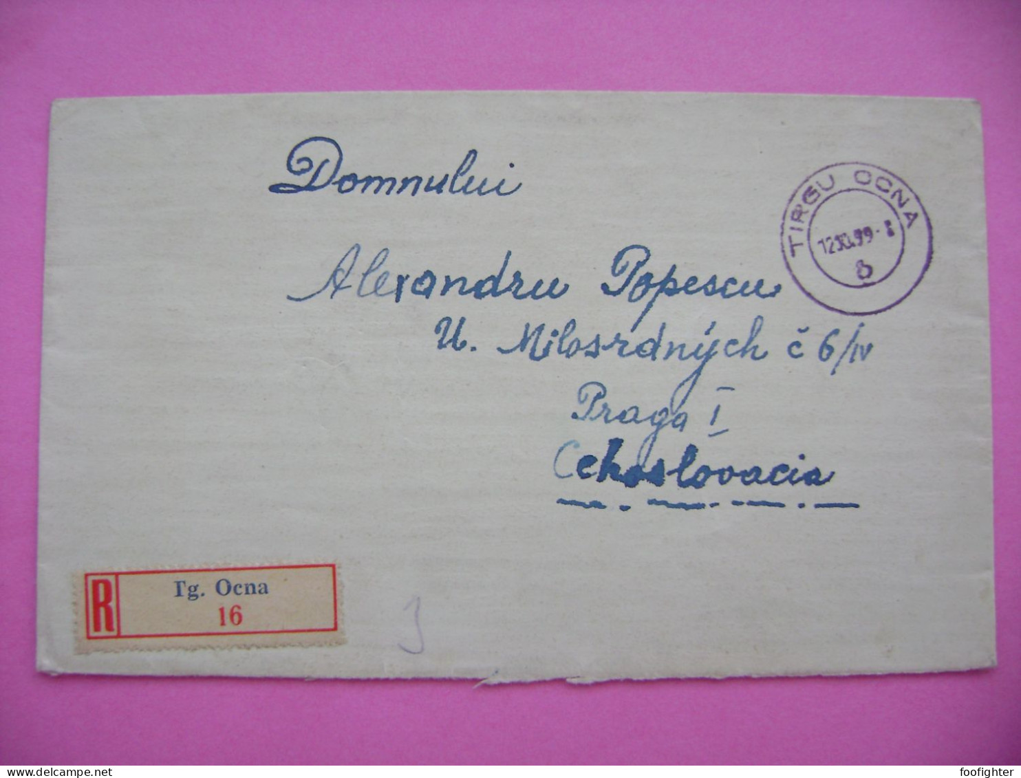 Registered Letter 1959 TIRGU OCNA - Czechoslovakia - Cartas & Documentos