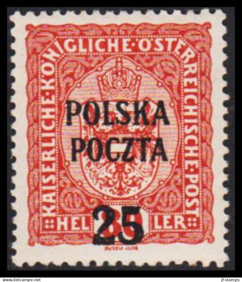 1919. POLSKA. POCZTA POLSKA  / ÖSTERREICH 25 H On 80 H Hinged. (Michel 48) - JF536493 - Ungebraucht