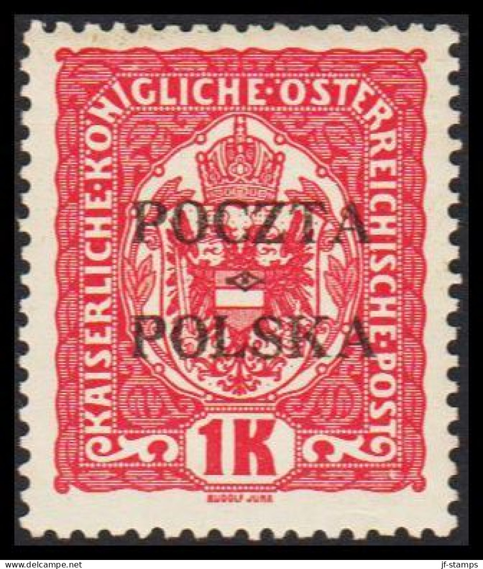 1919. POLSKA. POCZTA POLSKA  / ÖSTERREICH 1 K. Hinged. (Michel 43) - JF536497 - Neufs