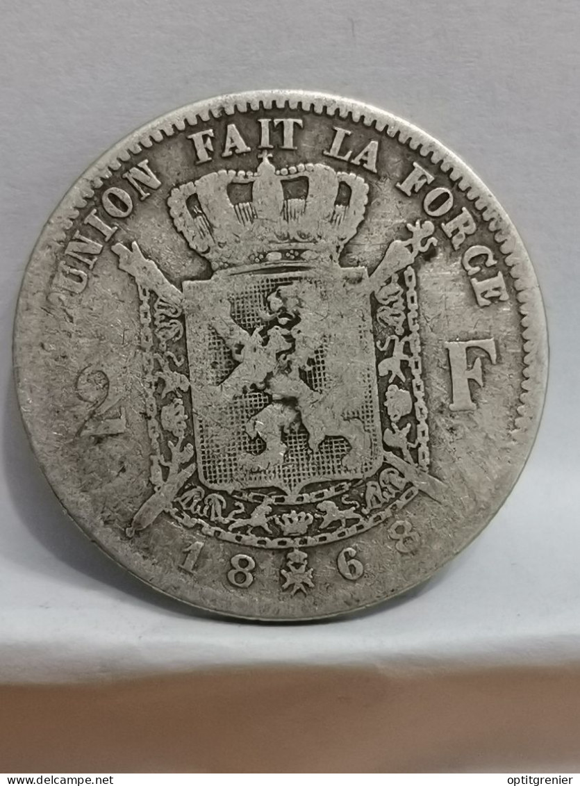 2 FRANCS ARGENT 1868 LEOPOLD II TYPE WIENER BELGIQUE / BELGIUM SILVER - 2 Frank