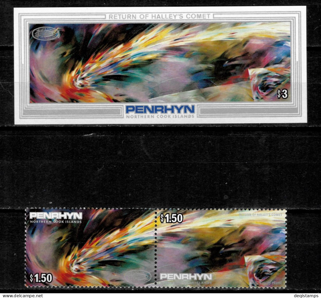 Penrhyn 1986  Space Halley's Comet Set + MSS  MNH** - Oceanía