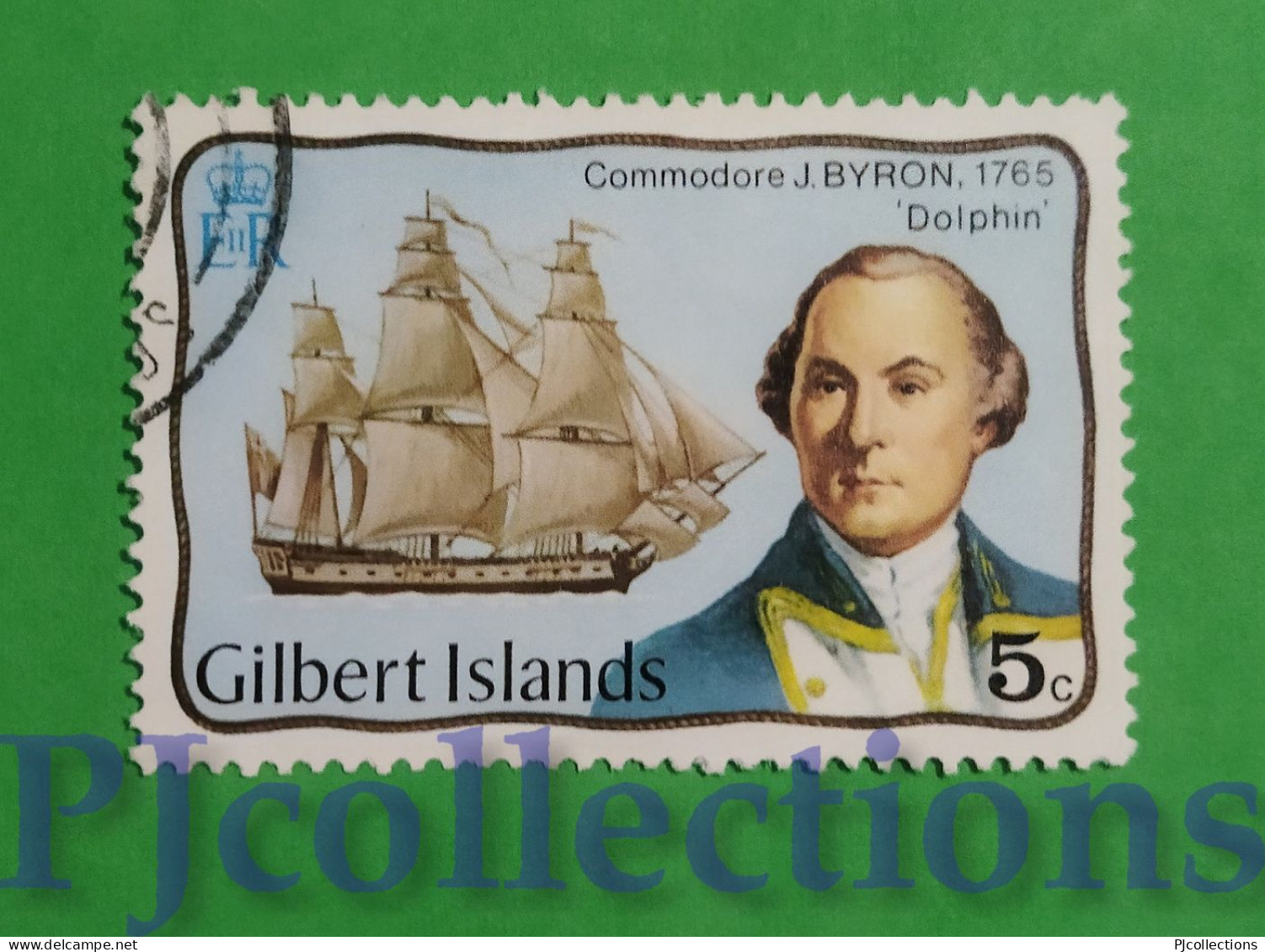 S378- GILBERT ISLANDS 1977 J. BYRON 5c USATO - USED - Gilbert- Und Ellice-Inseln (...-1979)