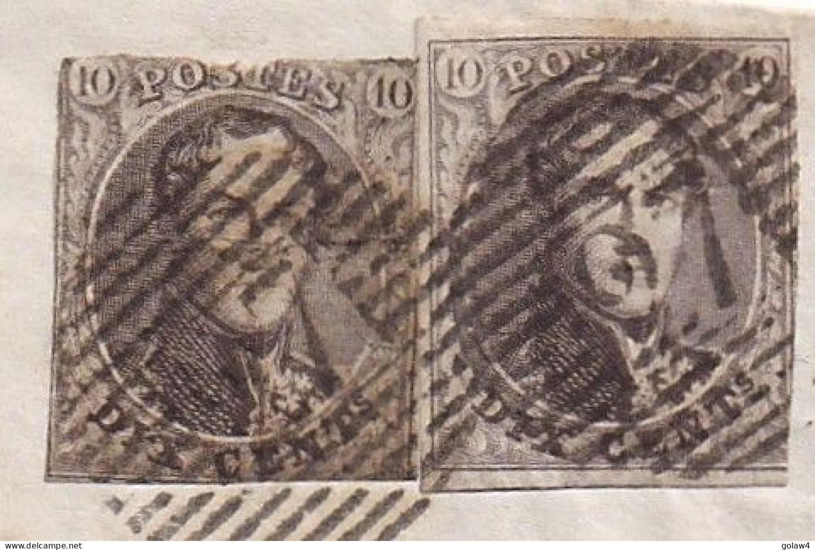 34224# BELGIQUE LEOPOLD MEDAILLON ARRONDI N° 10A X 2 BELLES MARGES LETTRE Obl P 27 CHIMAY 1859 Pour GOSSELIES - 1849-1865 Médaillons (Autres)