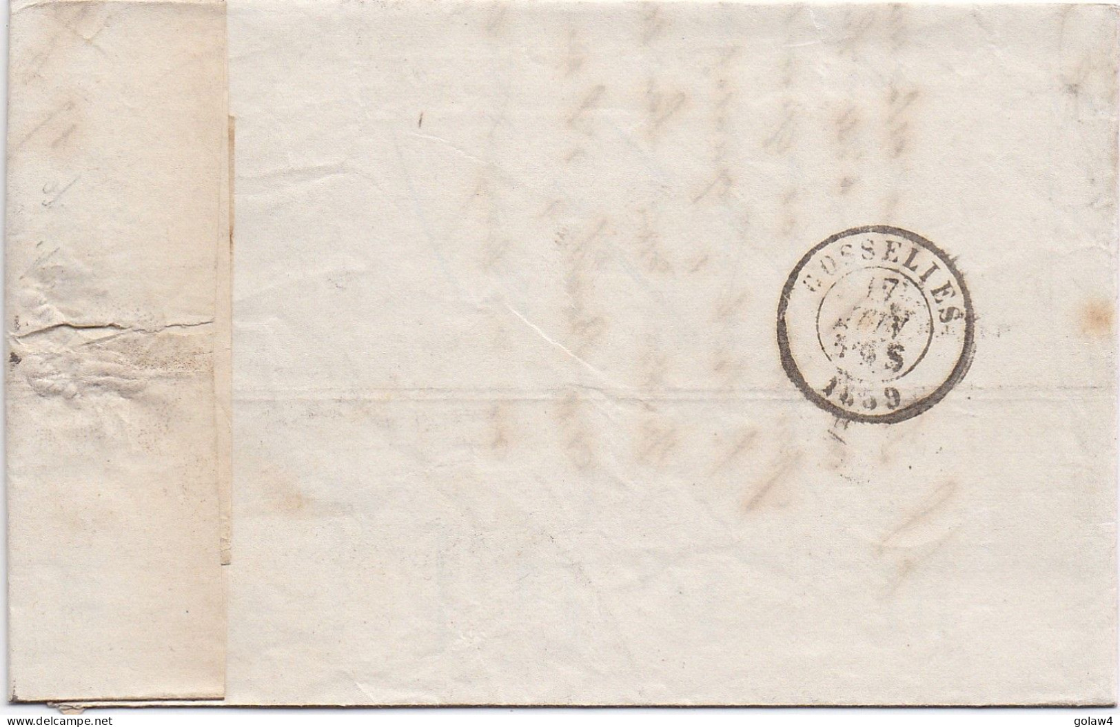 34224# BELGIQUE LEOPOLD MEDAILLON ARRONDI N° 10A X 2 BELLES MARGES LETTRE Obl P 27 CHIMAY 1859 Pour GOSSELIES - 1849-1865 Medallones (Otros)