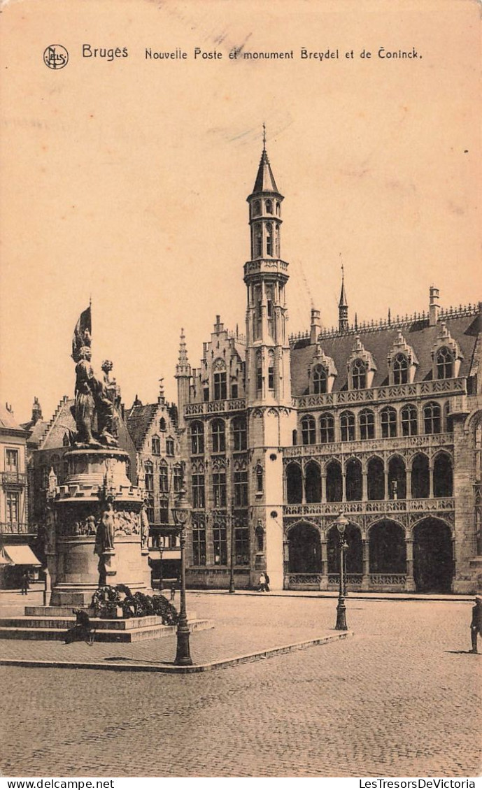 BELGIQUE - Bruges - Poste Et Monument Breydel Et De Coninck - Carte Postale Ancienne - Brugge