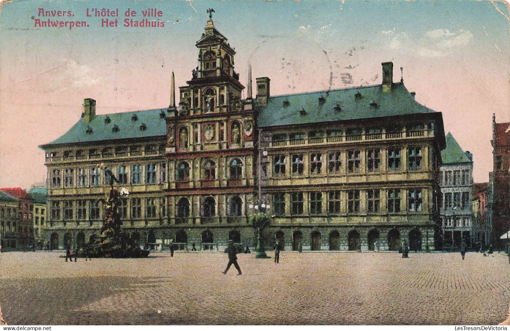 BELGIQUE - Avers - L'hôtel De Ville - Colorisé - Carte Postale Ancienne - Antwerpen