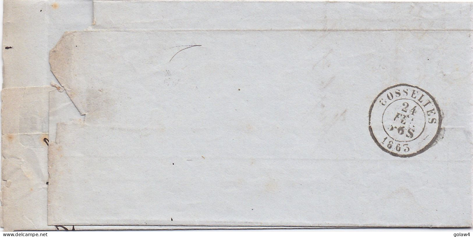 34234# BELGIQUE LEOPOLD MEDAILLON ARRONDI N° 10A X 2 LETTRE Obl P 62 HUY 1863 Pour GOSSELIES - 1849-1865 Medaillons (Varia)