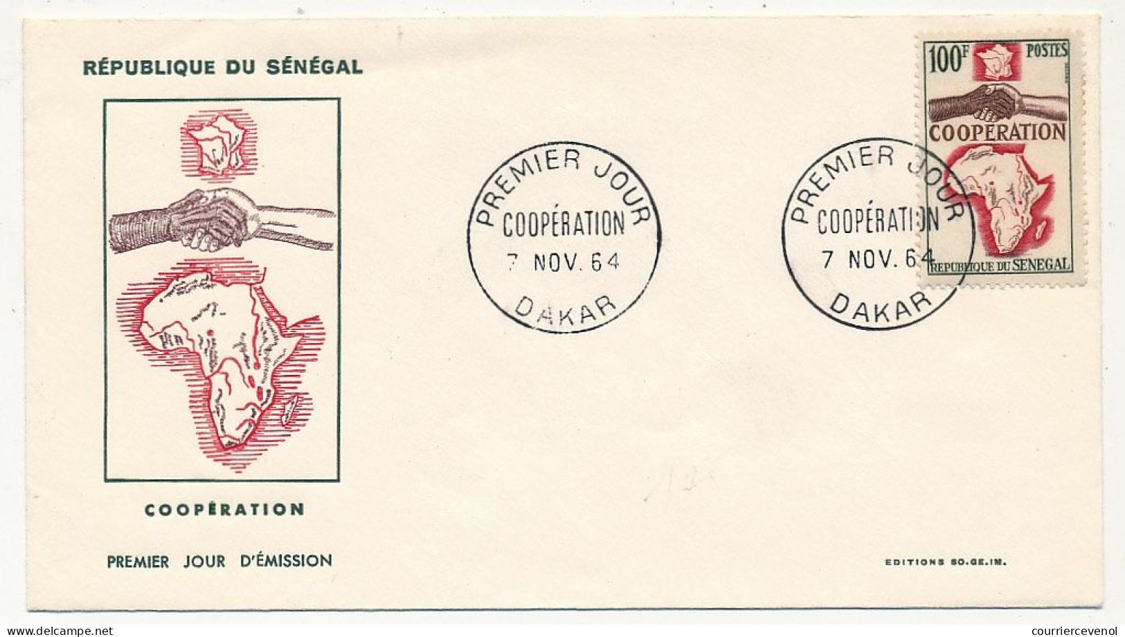 SENEGAL => FDC - Coopération - 7 Novembre 1964 - Dakar - Sénégal (1960-...)