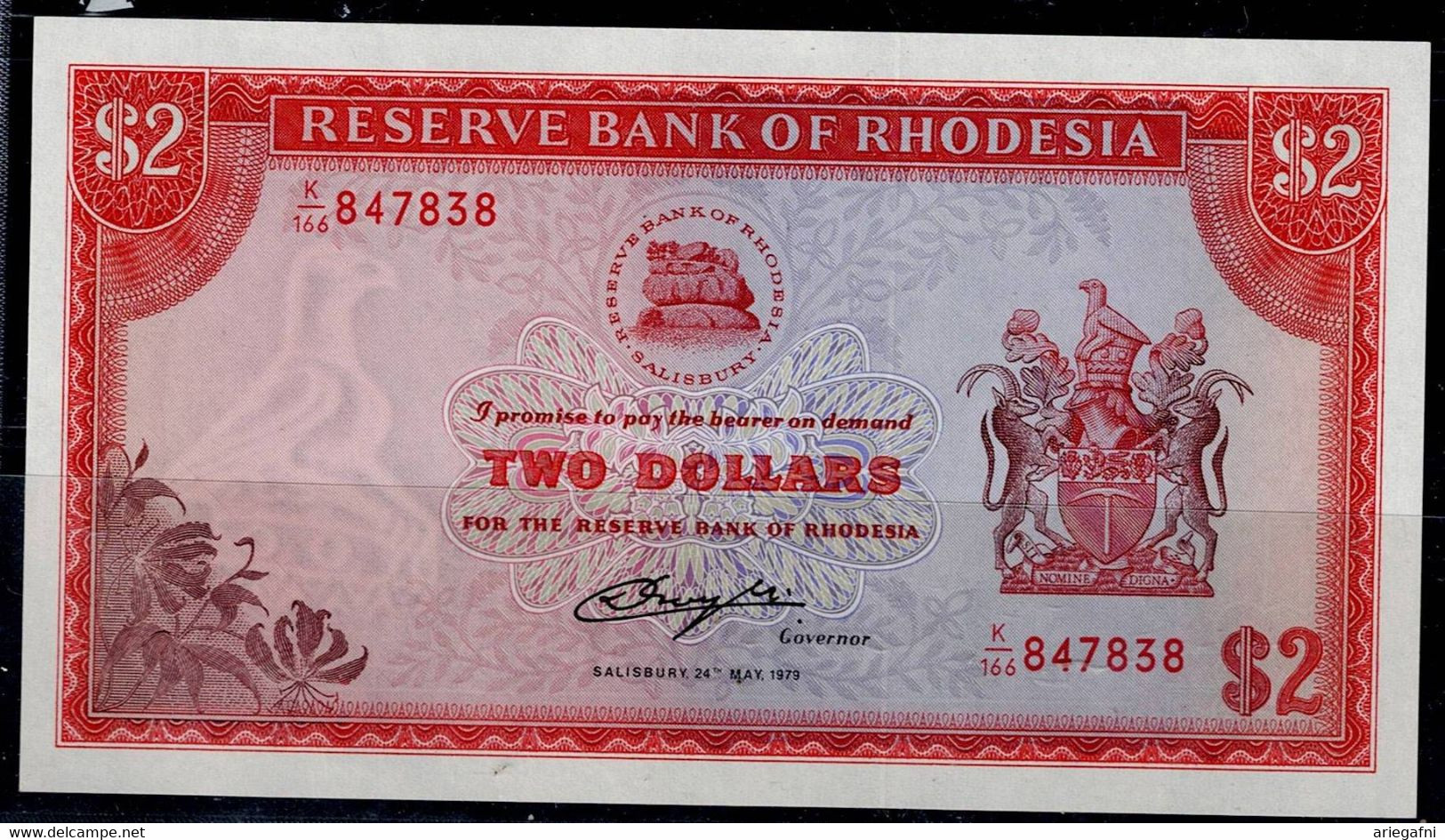 RHODESIA 1979 BANKNOTES TWO DOLLARS UNC !! - Rhodesië