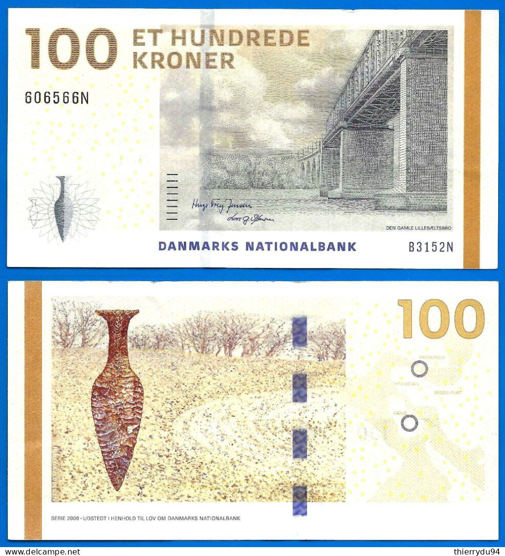 Danemark 100 Couronnes 2009 Pont Bridge Kroner Que Prix + Port Banknote Danmarks Danmark Paypal Bitcoin OK - Danemark
