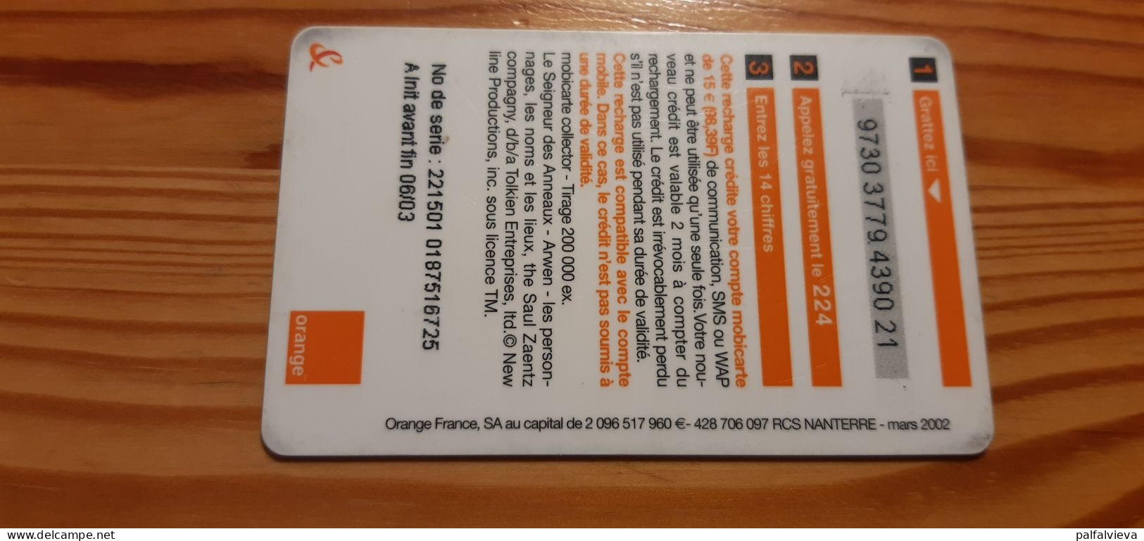 Prepaid Phonecard France, Orange - Lord Of The Rings - Voorafbetaalde Kaarten: Gsm