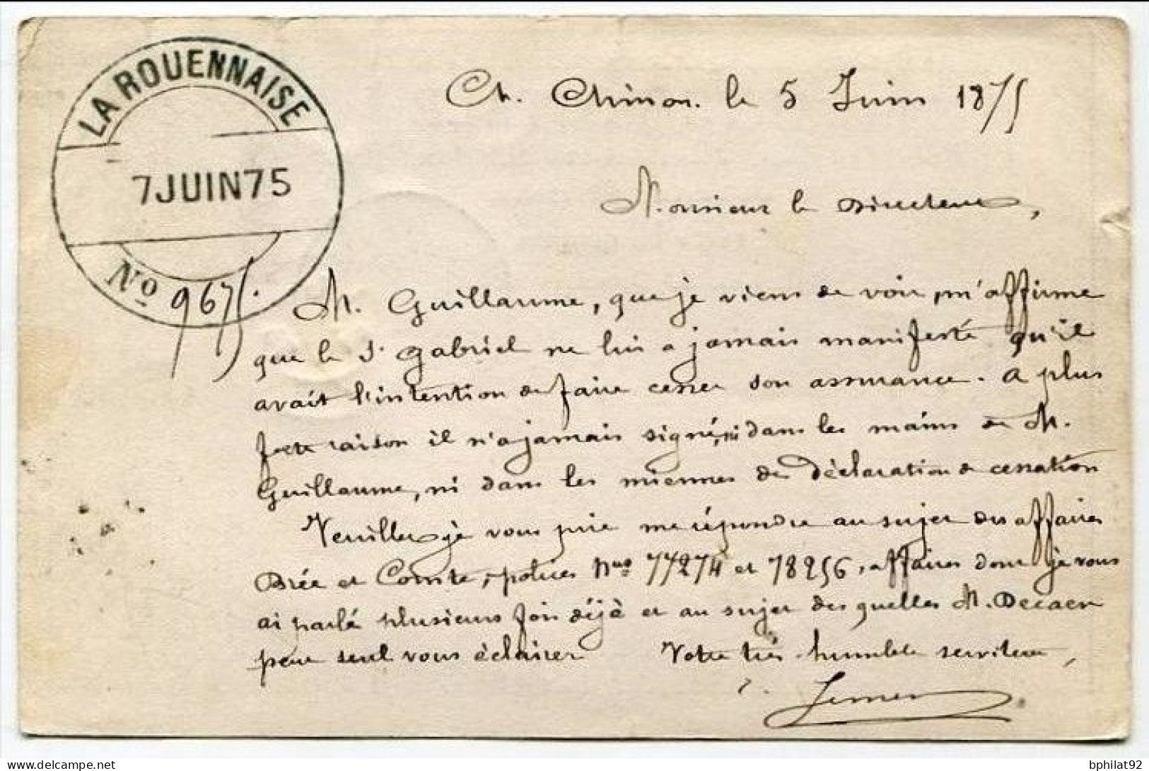 !!! CARTE PRECURSEUR CERES CACHET DE CHATEAU CHINON (NIEVRE) 1875 - Cartes Précurseurs