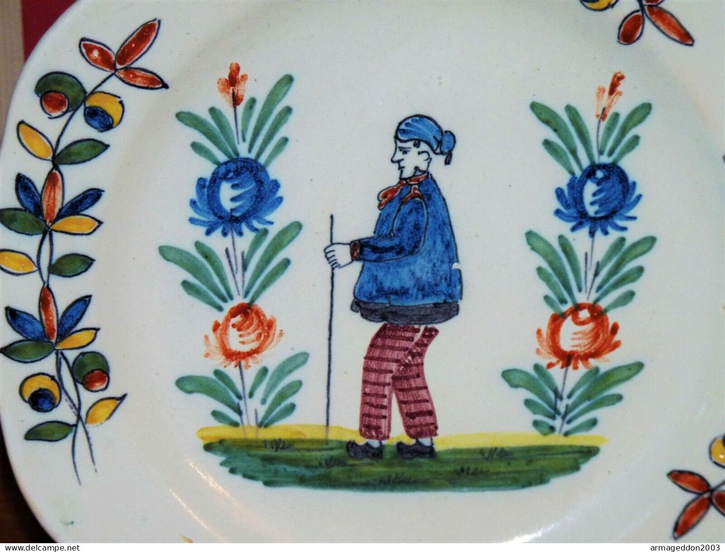 RARE ANCIENNE ASSIETTE SIGNE BAYEUX DECOR PERSONNAGE TBE PERIODE FRANCOIS GOSSE - Autres & Non Classés