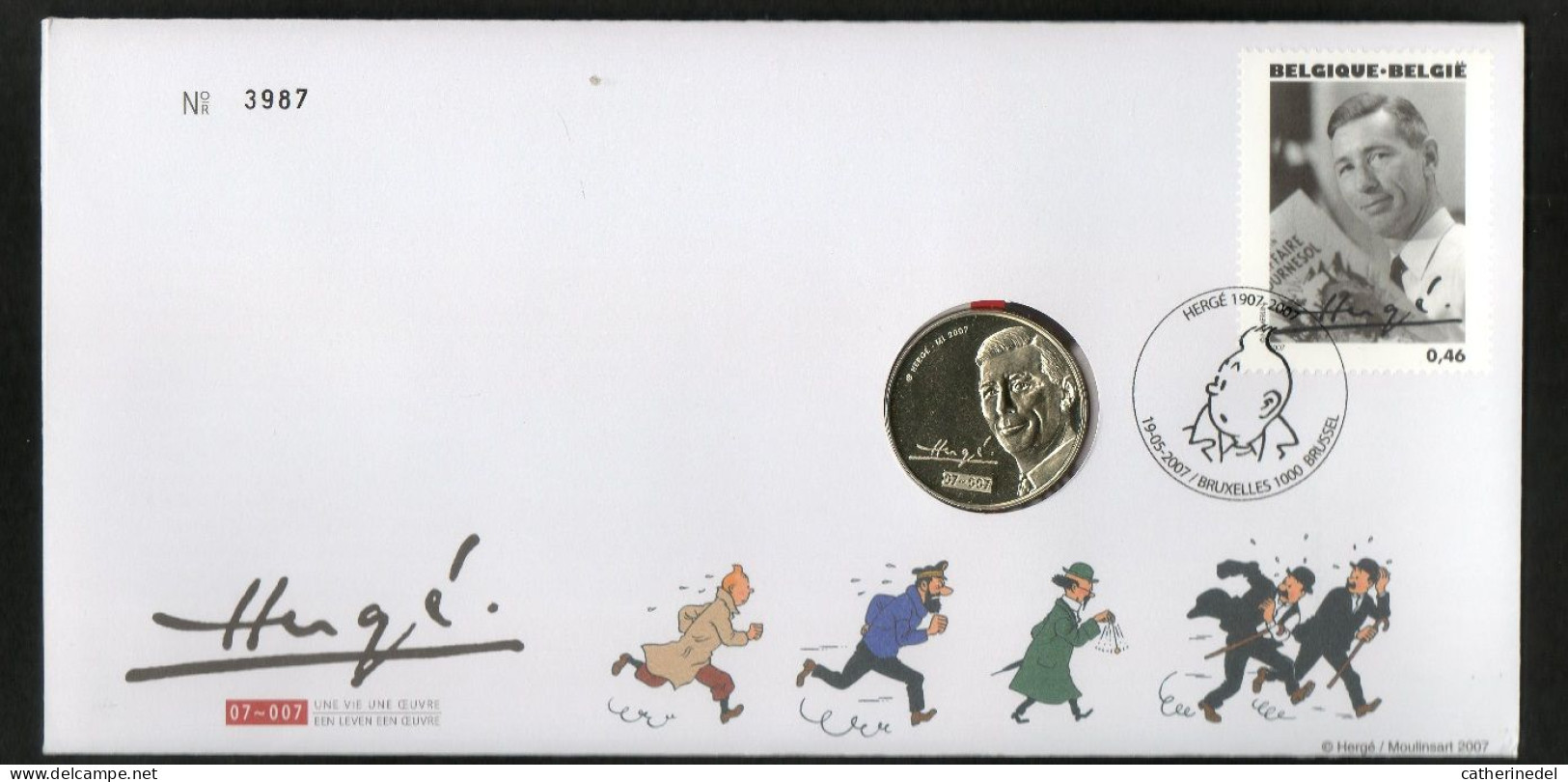 Année 2007 : 3648  - Numisletter Numéroté 3987 : Tintin - 100e Anniv.de La Naissance D'Hergé - Numisletter