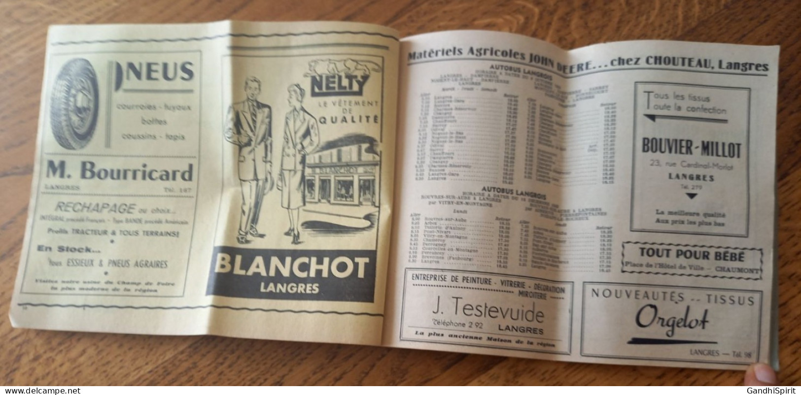 1951 Horaires Autobus Ligne Chaumont Saint Dizier Montier en Der Wassy Joinville Langres Brienne le Chateau Bar sur Aube