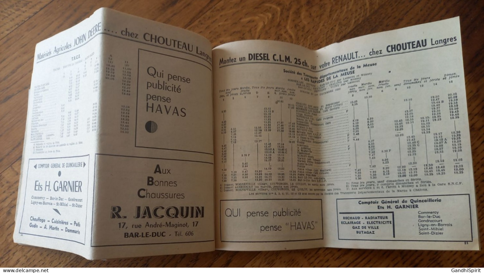 1951 Horaires Autobus Ligne Chaumont Saint Dizier Montier en Der Wassy Joinville Langres Brienne le Chateau Bar sur Aube