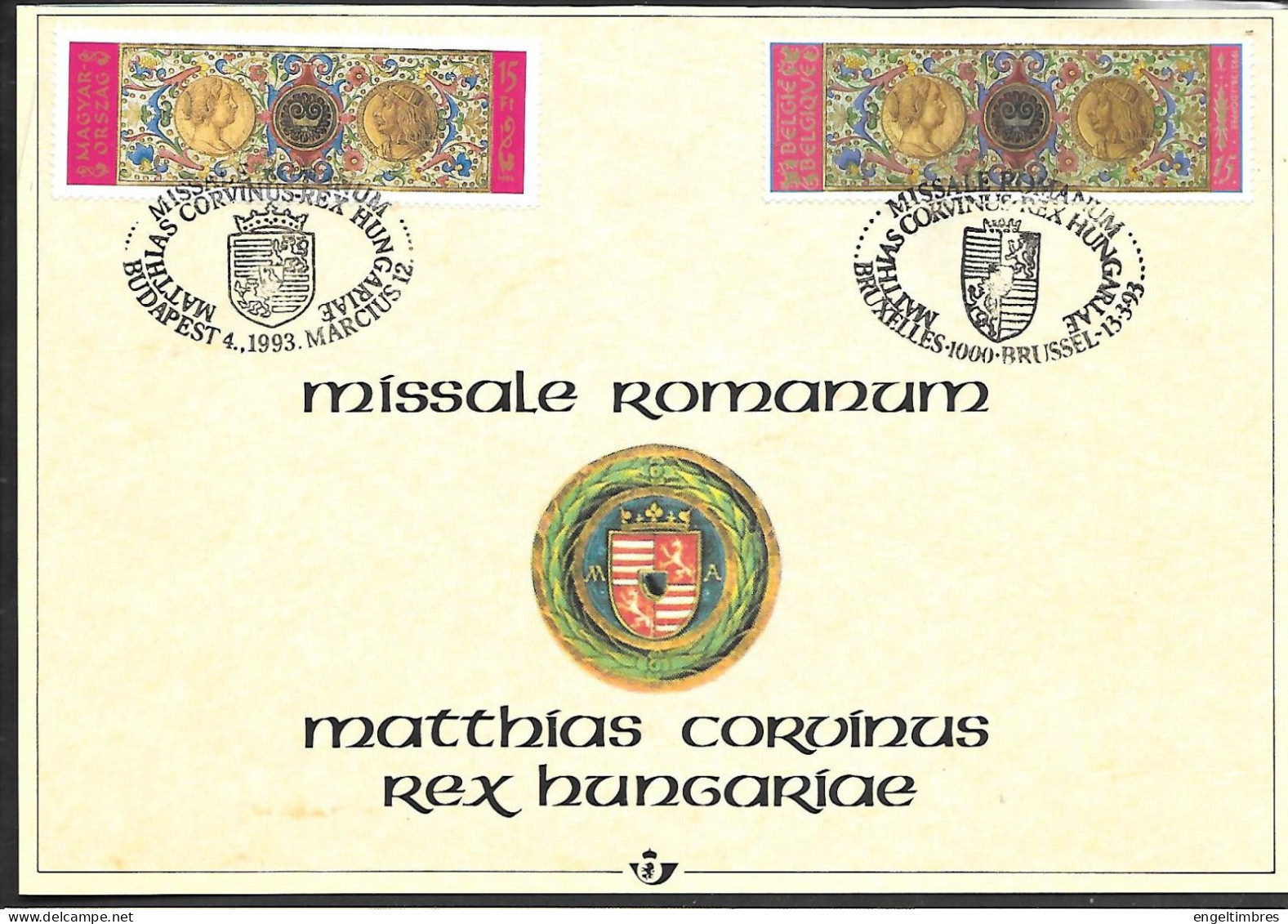 BELGIUM  -   1993 MISSALE ROMANUM _ JOINT ISSUE BELGIË:/HUNGARY  - See Scan - Luxevelletjes [LX]