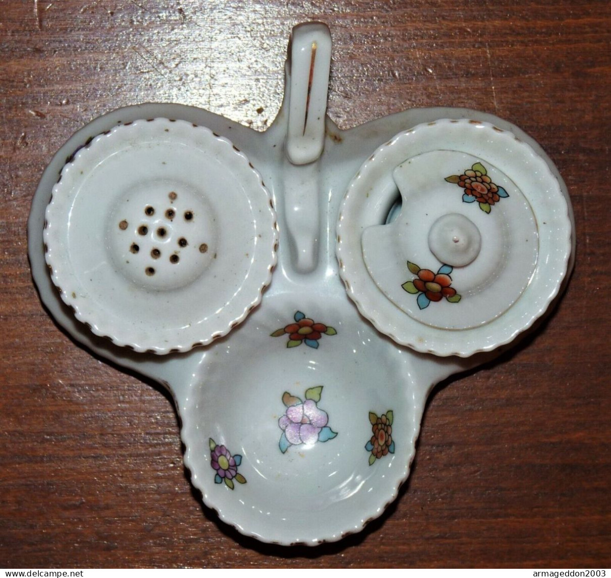 RAR SERVICE CONDIMENT SEL POIVRE MOUTARDE PORCELAINE VICTORIA CZECHOSLOVAKIA TBE