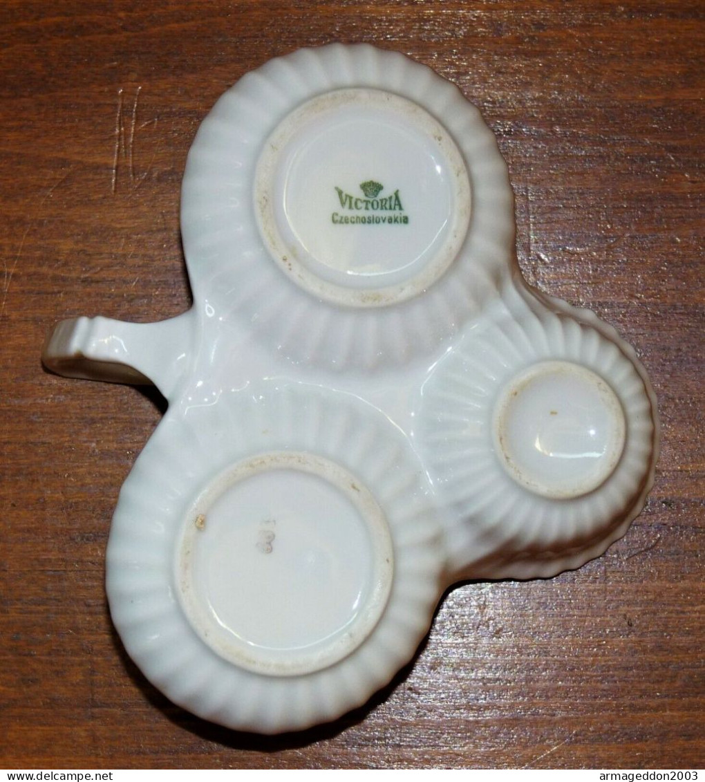 RAR SERVICE CONDIMENT SEL POIVRE MOUTARDE PORCELAINE VICTORIA CZECHOSLOVAKIA TBE