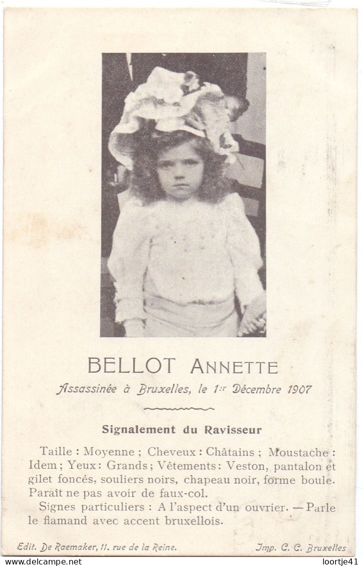 PK - Bruxelles - Annette Bellot Assassinée 1907 - Katastrophen