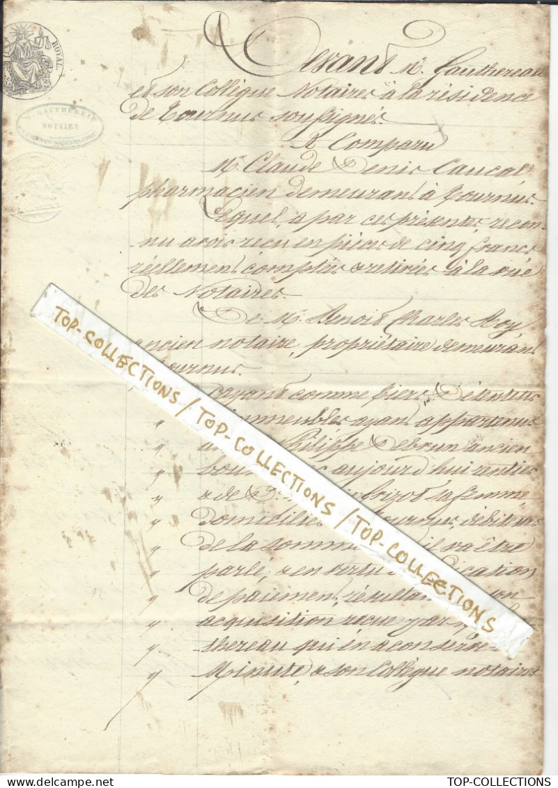 1848 ACTE NOTARIE SUR 4 PAGES AVEC CACHET NOTAIRE TIMBRE FISCAL ET SIGN. MACONNIQUE Tournus Saone Et Loire Gauthereau - 1800 – 1899