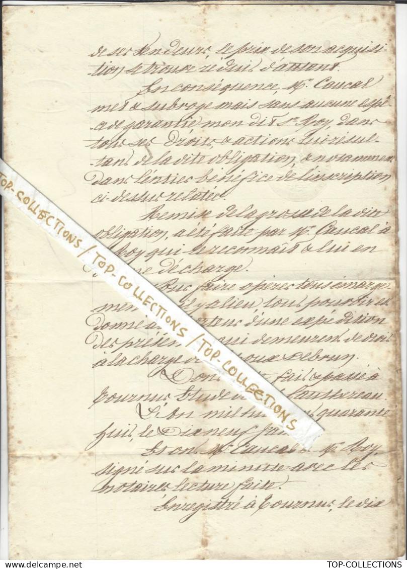 1848 ACTE NOTARIE SUR 4 PAGES AVEC CACHET NOTAIRE TIMBRE FISCAL ET SIGN. MACONNIQUE Tournus Saone Et Loire Gauthereau - 1800 – 1899