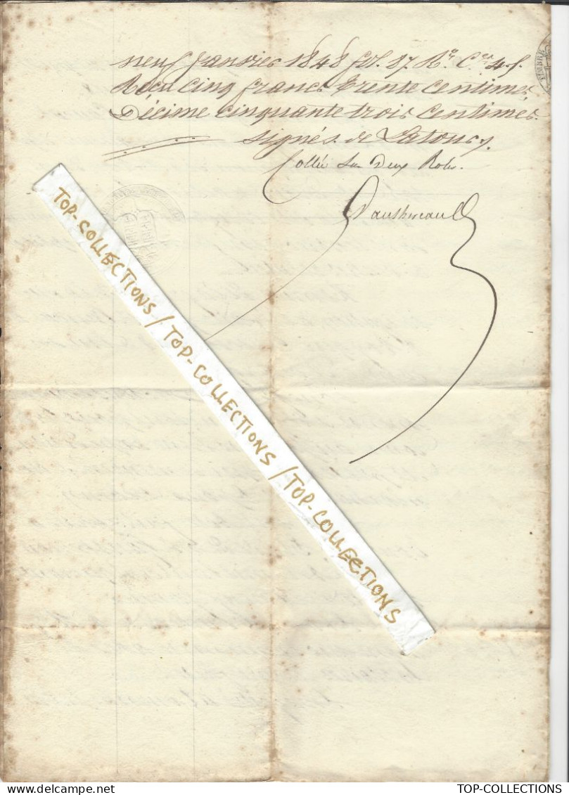 1848 ACTE NOTARIE SUR 4 PAGES AVEC CACHET NOTAIRE TIMBRE FISCAL ET SIGN. MACONNIQUE Tournus Saone Et Loire Gauthereau - 1800 – 1899