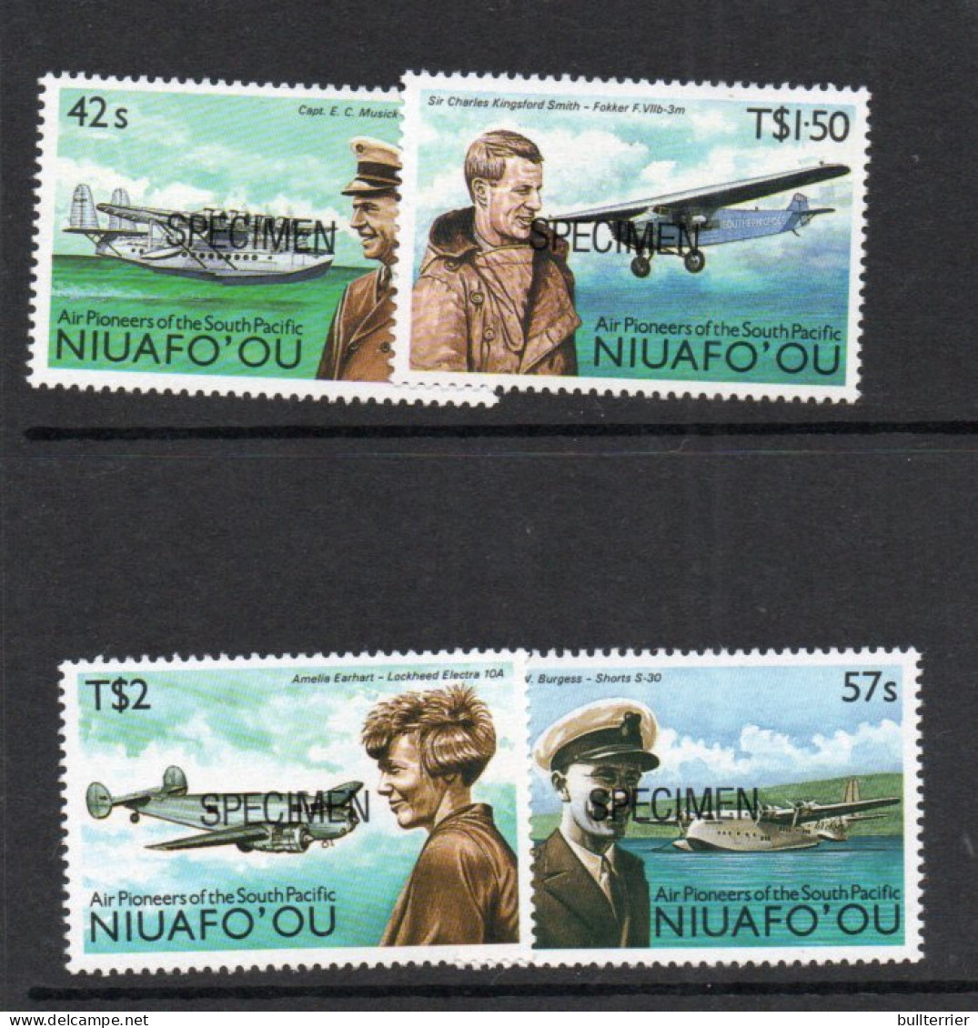 NIUAFOOU - 1987 - AVIATION PIONEERS  SET OF 4   " SPECIMENS"  MINT NEVER HINGED  - Oceania (Other)