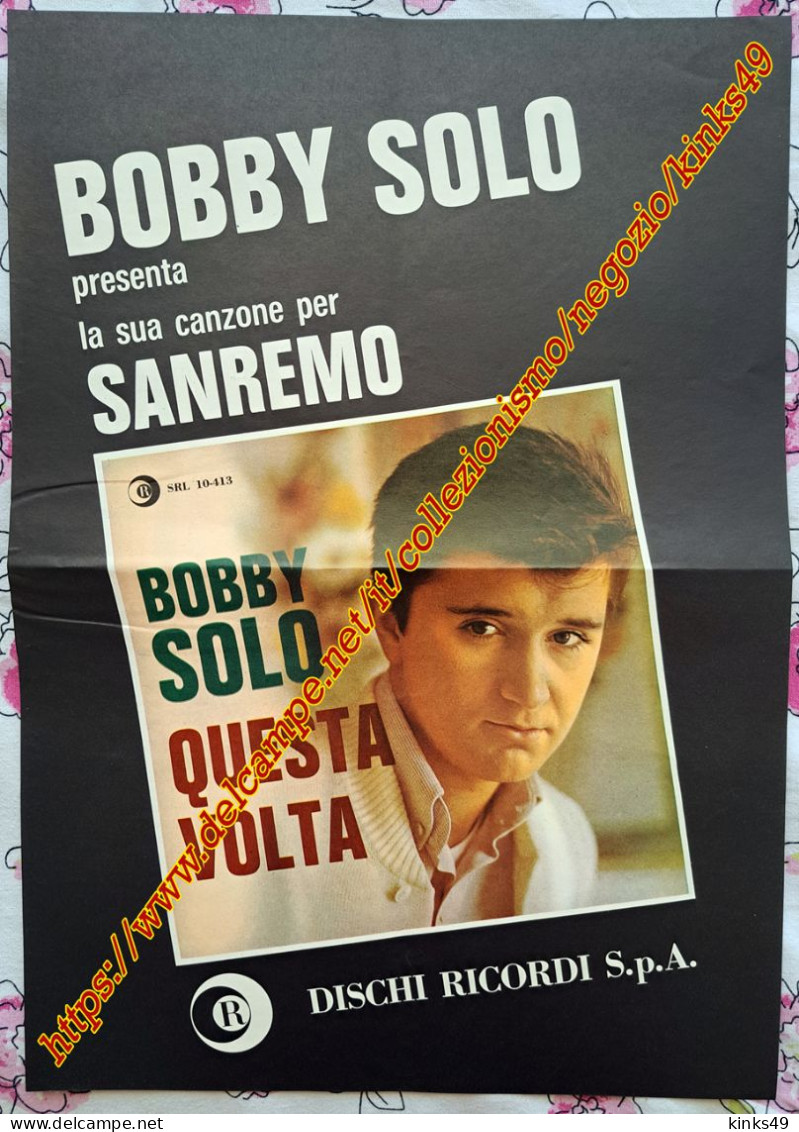 B247> < BOBBY SOLO > Pagina Pubblicità Per Sanremo < 45 "Questa Volta" > GENNAIO 1966 - Manifesti & Poster