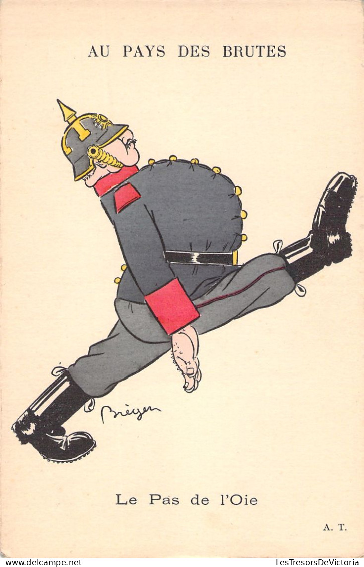 Illustration Militaria - Au Pays Des Brutes - Le Pas De L'oie - Humour - Carte Postale Ancienne - - Humour