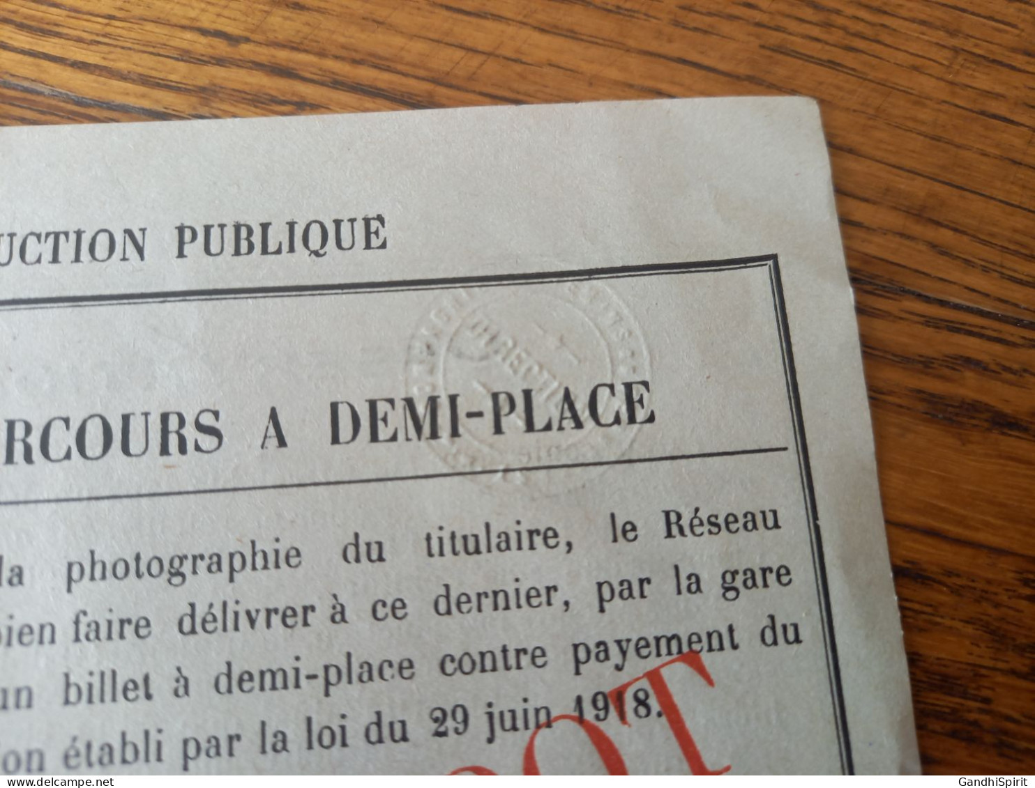 Chaumont 1922, Demande D'un Titre De Parcours (SNCF) A Demi-Place, Mme Chourot école De Donnemarie, Timbre Sec - Andere & Zonder Classificatie