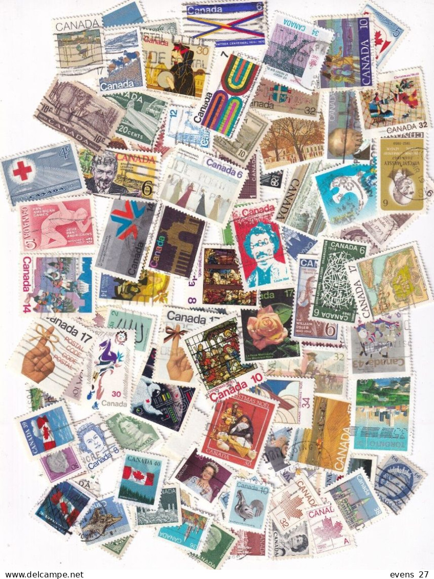 CANADA 100 DIFFERENT STAMPS USED-- - Collections