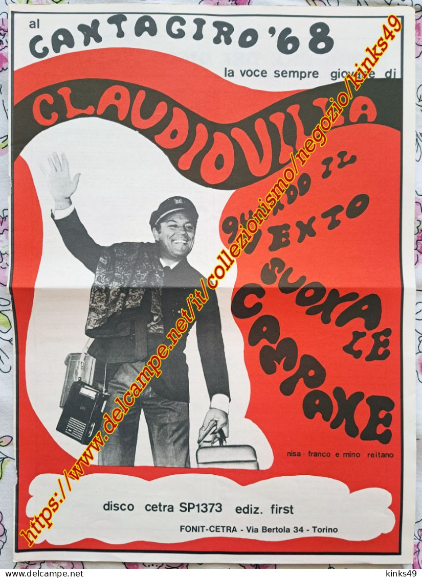 B247> < CLAUDIO VILLA > Pagina Pubblicità Per Il 45 Del CANTAGIRO > GIUGNO 1968 - Posters