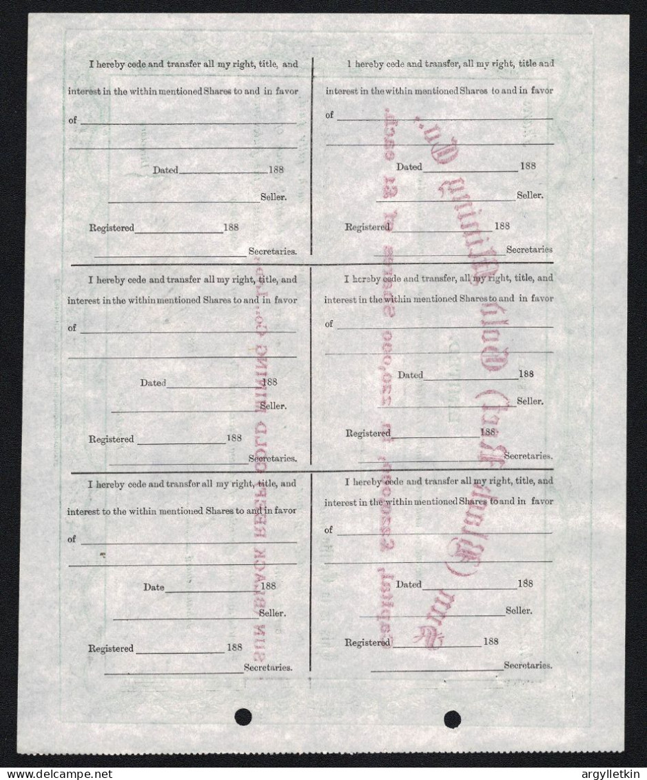 SOUTH AFRICA GOLD MINE SHARE CERTIFICATE 1889 - Mines