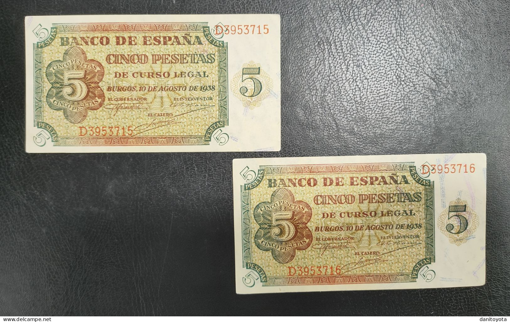 ESPAÑA. AÑO 1938. 5 PTAS 10 DE AGOSTO DE 1938 SERIE D, SIN CIRCULAR. - 5 Peseten