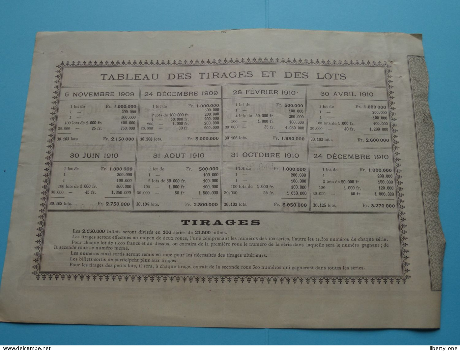 LOTERIE Au Profit Des Ass. De La Presse PARISIENNE Et De La Presse Départementale ( Voir / Zie Scans ) Série 58 - 1909 ! - Billets De Loterie